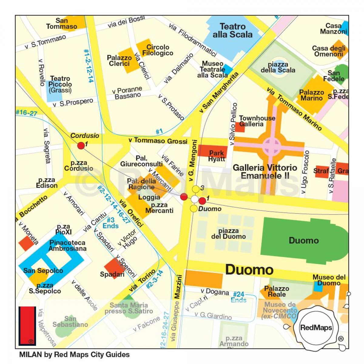 harta stradă comercială din milano