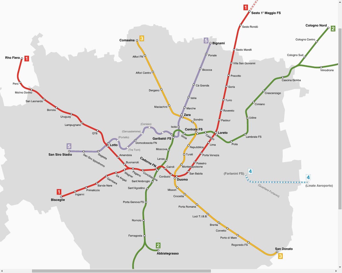 harta atm milano tramvai
