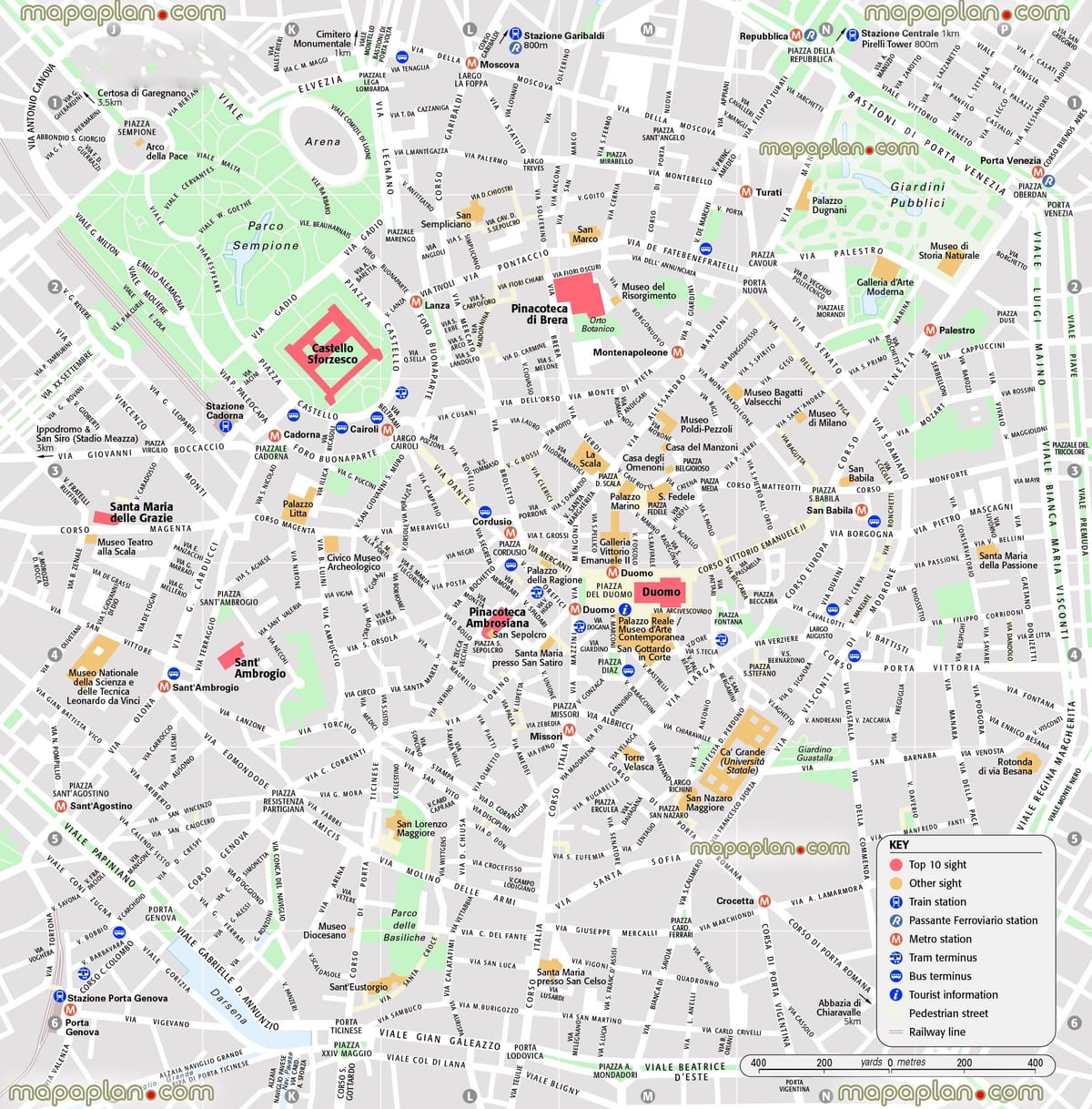 harta centrală din milano, italia