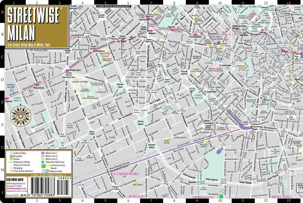 harta strada din centrul orașului milano