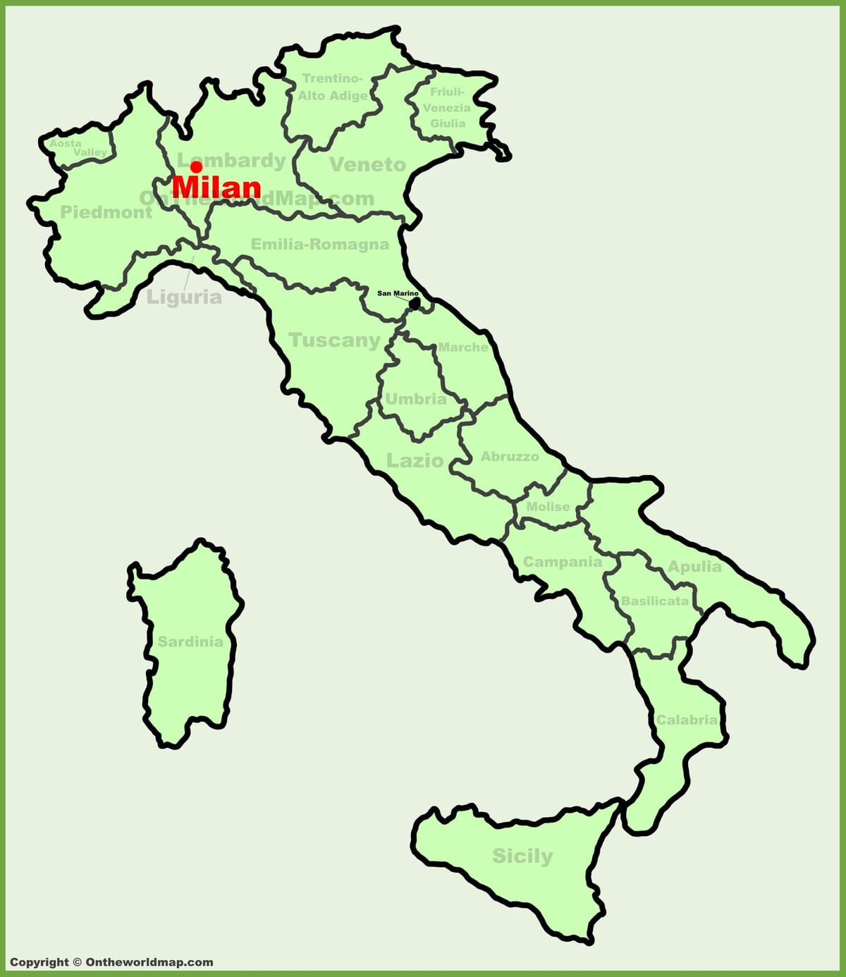 harta italiei arată milano