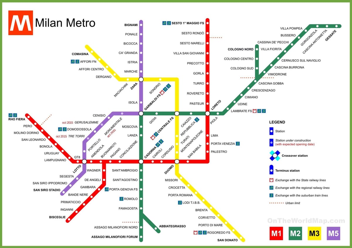 metrou milano hartă