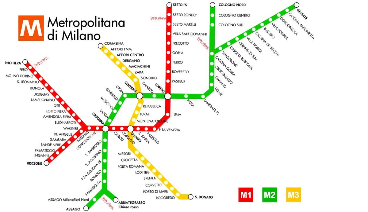 hartă de metrou milano