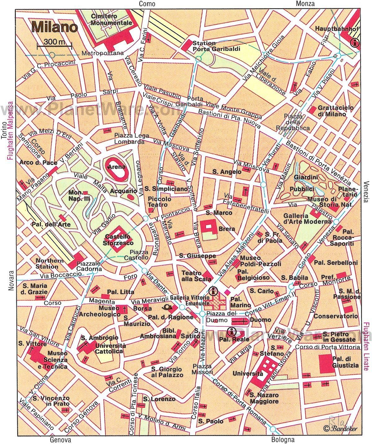 milano, italia hartă turistică