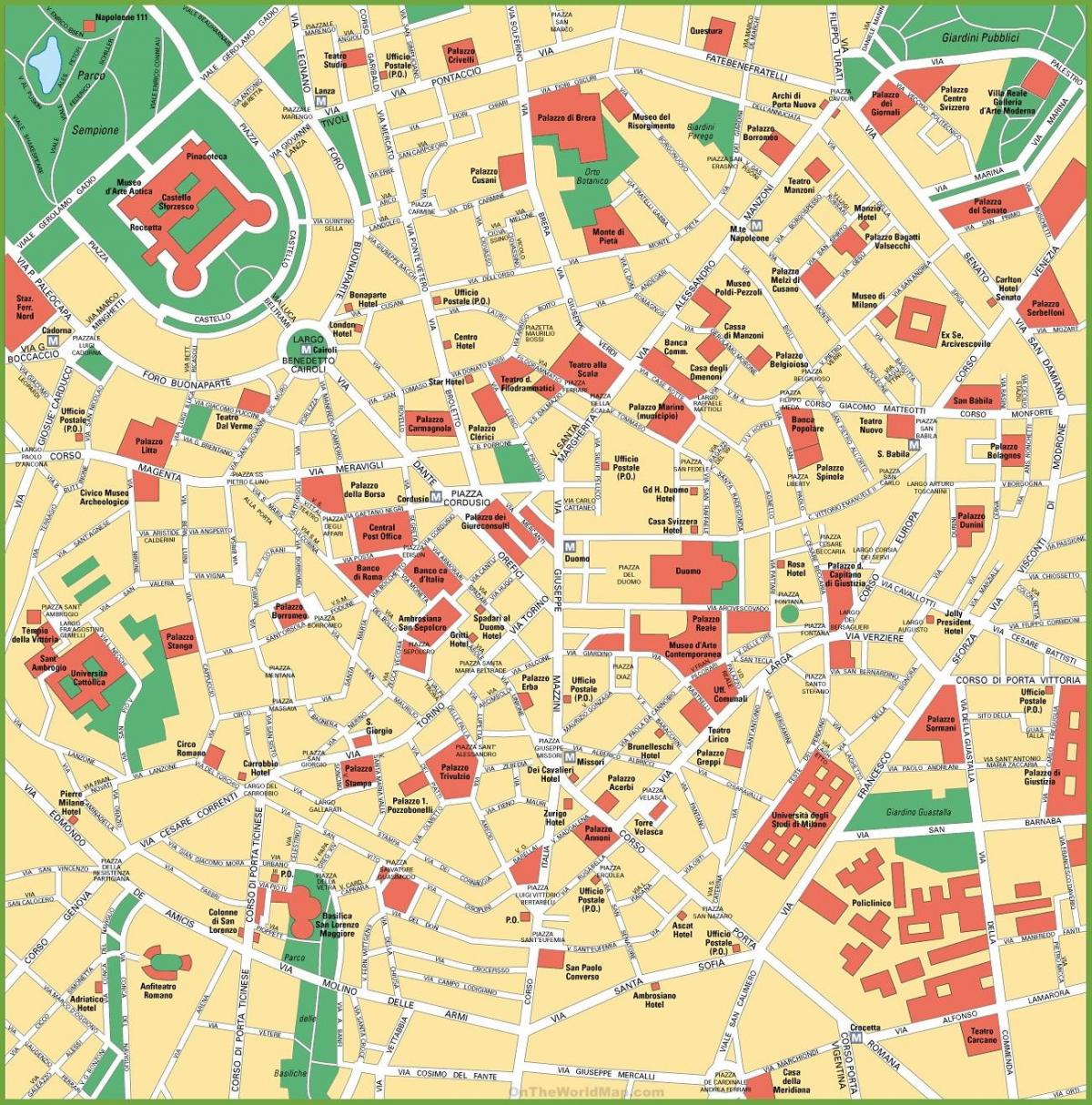 harta orașului milano, italia