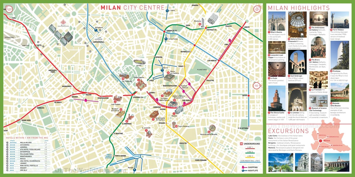 vizitarea milano hartă