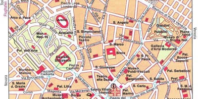 Milano, italia hartă turistică